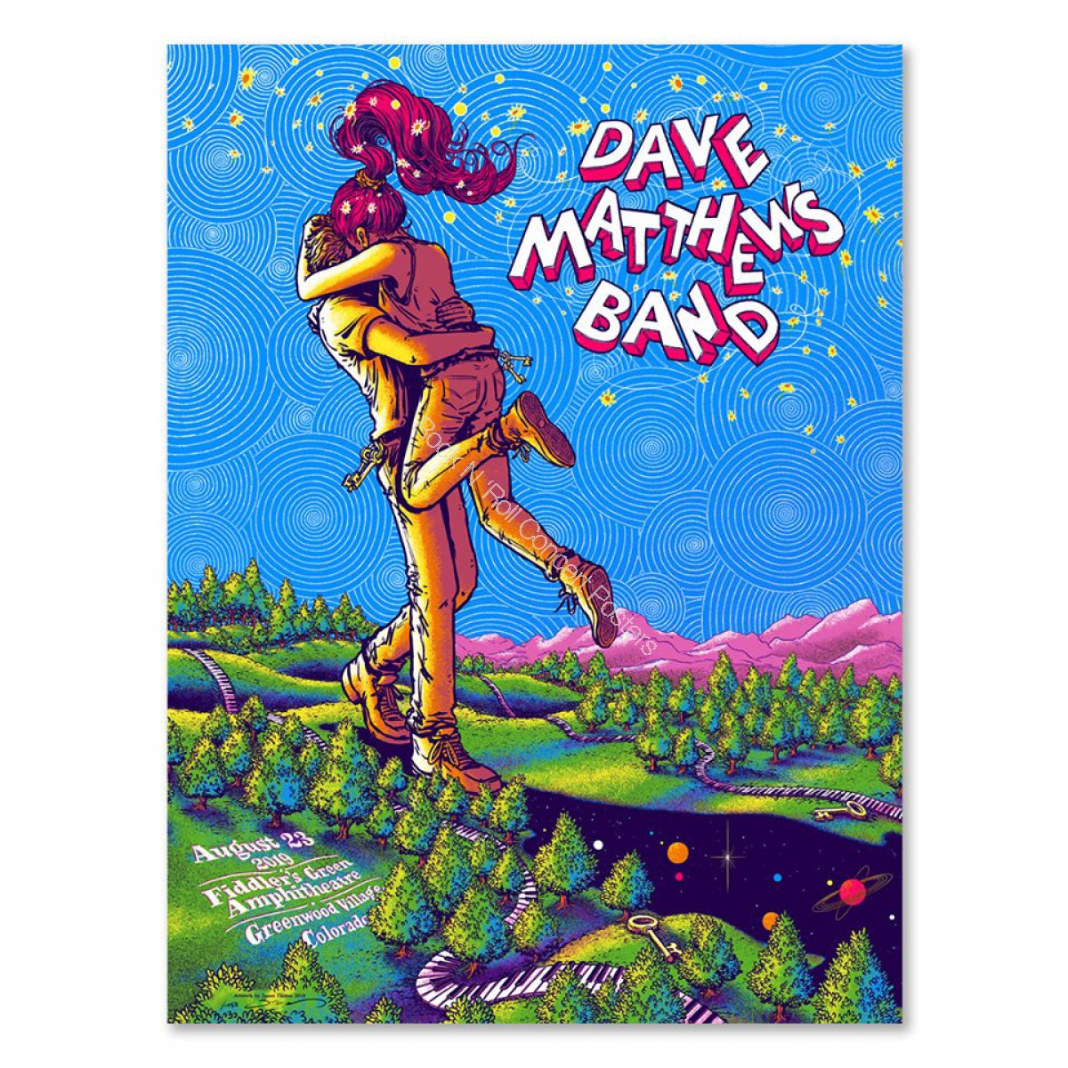 Dave Matthews Band Fiddler's Green Amphitheatre Englewood Colorado 8/23/19 Official Screen Printed Poster