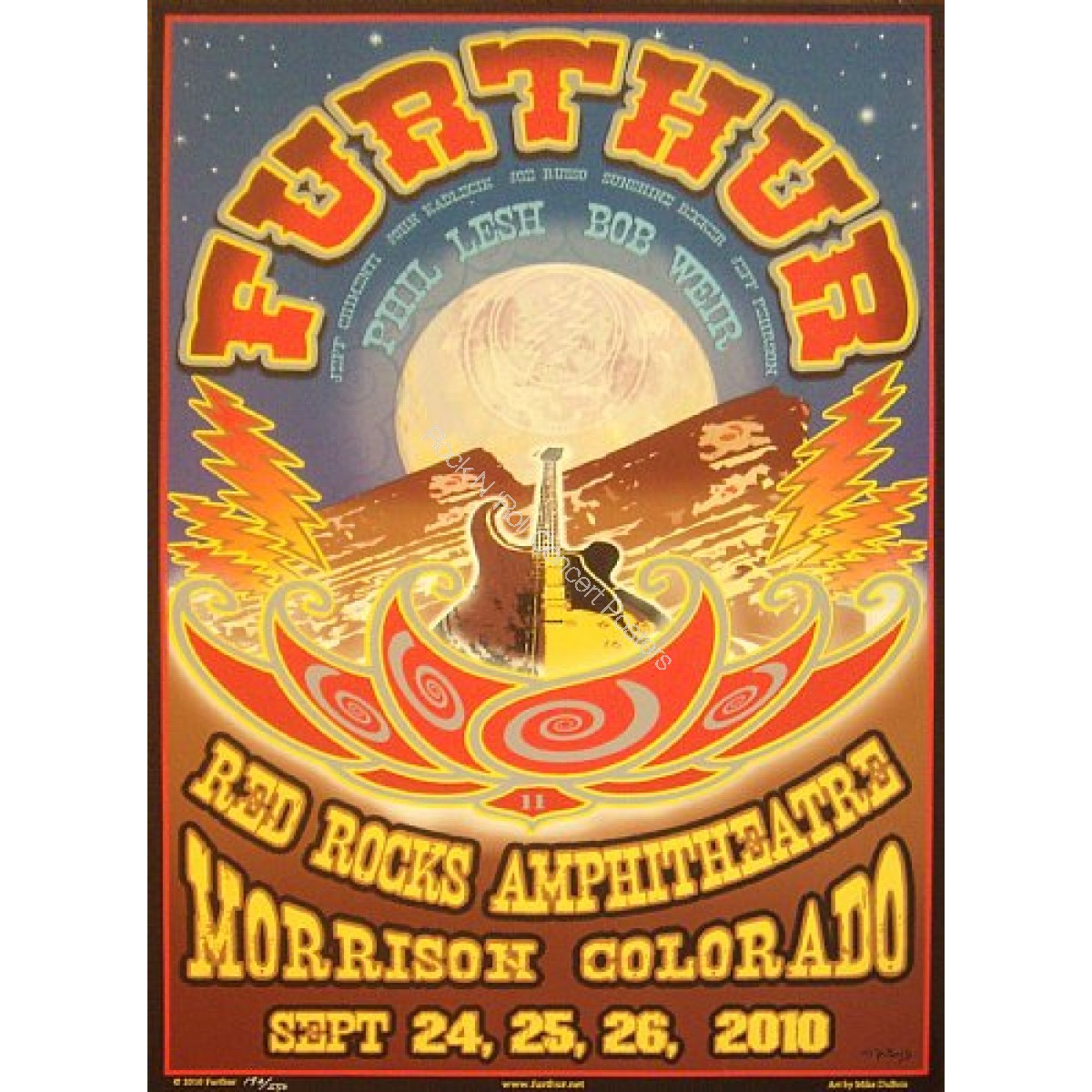 Furthur Grateful Dead @ Red Rocks September 24-26th 2010 Official Screen Printed Poster Hand Numbered 1st Edition of 550