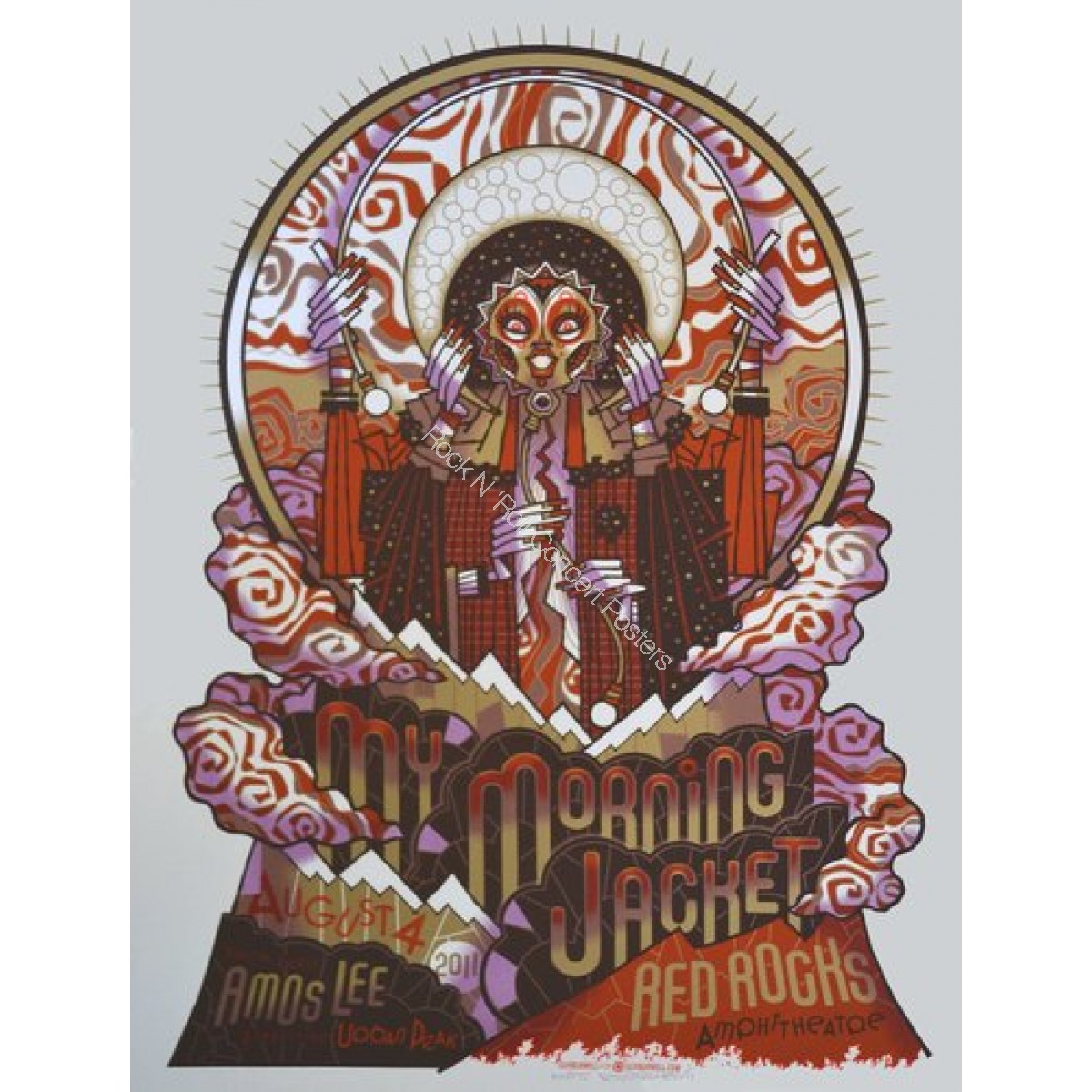 My Morning Jacket & Amos Lee @ Red Rocks 8/4/11 Limited Edition Print S/N  Edition of 275 By Guy Burwell | Concert Posters For Sale | RRCP