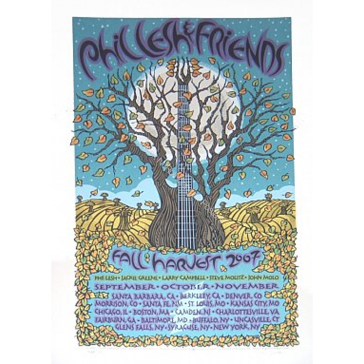 Phil Lesh & Friends "Fall Harvest 07" Fall Tour 2007 Official Silk Screen Poster S/N LE of 775