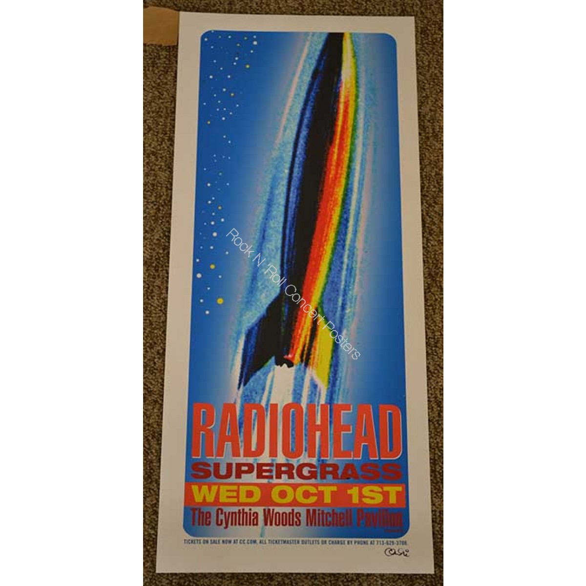 Radiohead Cynthia Woods Mitchell Pavilion Woodlands Texas October 1st 2003 Poster Hand Signed