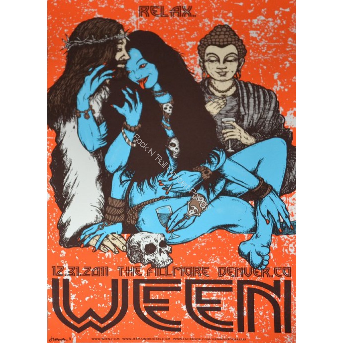 Ween Denver Fillmore 12/31/11 New Years Eve Official Silk Screen Print by Jermaine