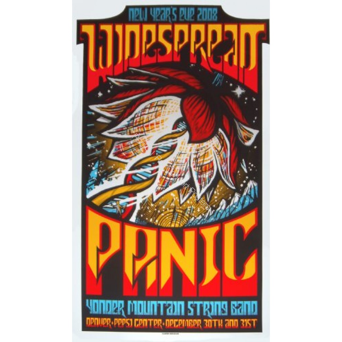 Widespread Panic Pepsi Center Denver 12/30-31/08 Official Poster Hand Numbered 2nd edition
