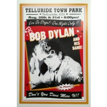 Bob Dylan & His Band  Town Park,Telluride CO. August 20th & 21st 2001 Official limited Edition Poster Gold Variant