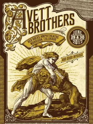 Avett Brothers Red Rocks Amphitheatre 2012 Official Poster