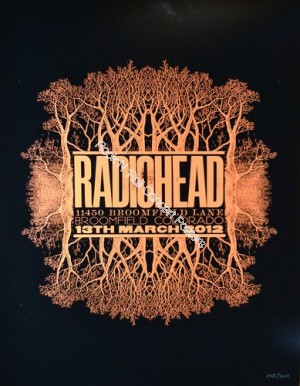 Radiohead March 13th 2012 Broomfield Colorado Official Poster Hand Numbered Edition of 250