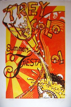 Trey Anastasio Solo Summer Fiesta 01 Linocut Poster S/N edition of 50 By AJ Masthay
